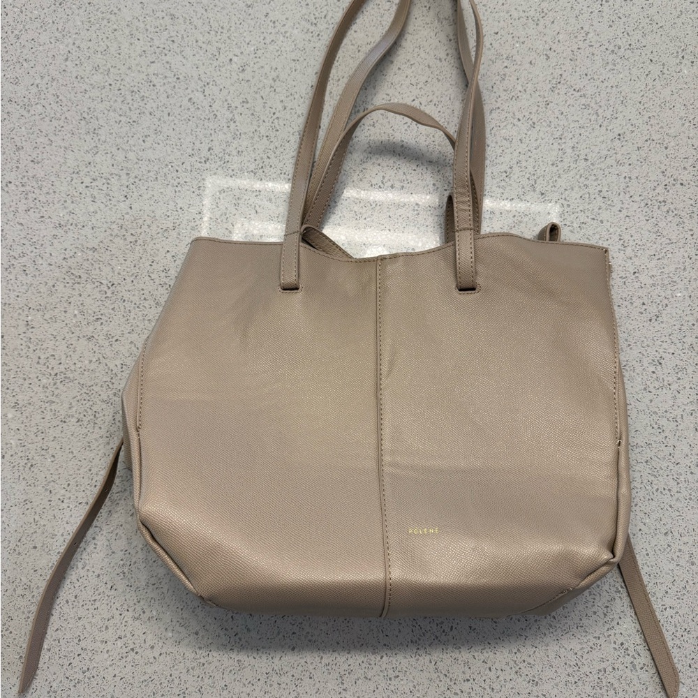 Taupe Leather Tote Bag